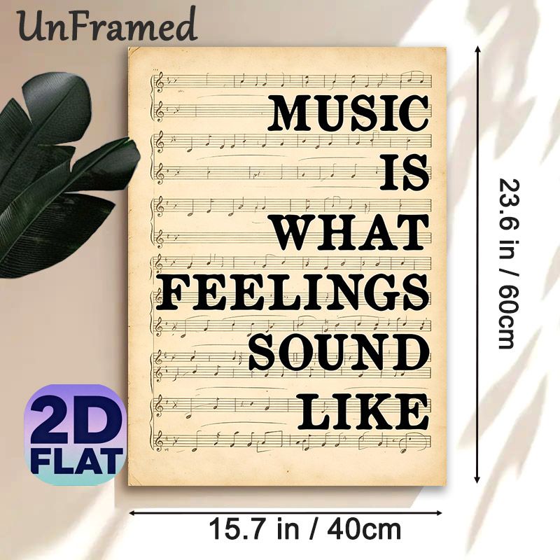 Music Quote Painting Poster, Vintage Sheet Music & Inspirational Text Poster, Artistic Wall Decor Ideal For Music Room, Home Studio_maomaolike.com