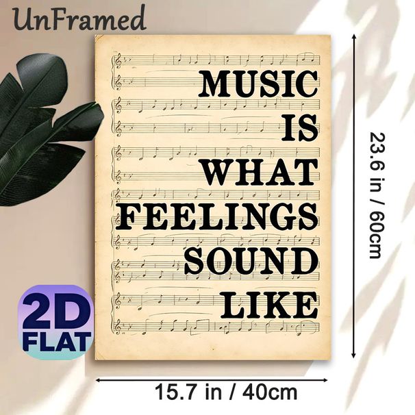Music Quote Painting Poster, Vintage Sheet Music & Inspirational Text Poster, Artistic Wall Decor Ideal For Music Room, Home Studio_maomaolike.com