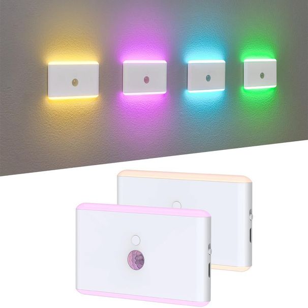 Cross-border LED Motion Sensor Night Light, RGB 7-color Changing, Rechargeable, Adjustable Brightness, Magnetic Wall_maomaolike.com