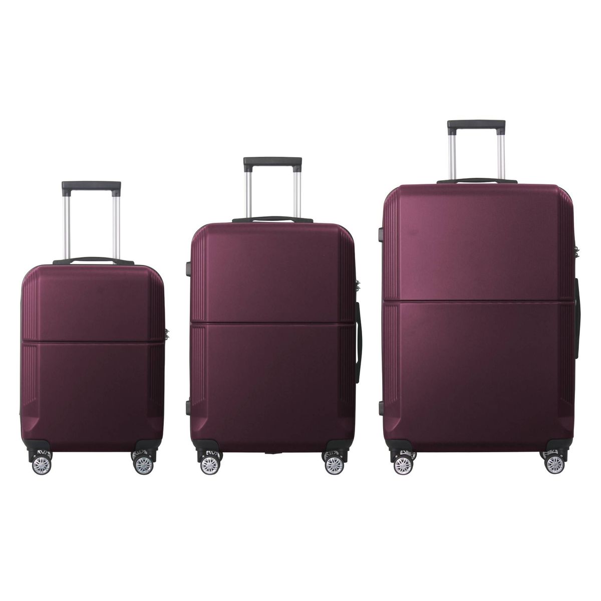 PURPLE 3-Piece Premium ABS Luggage Set-20", 24", And 28" Suitcases With Multi-Position Handle, Silent Spinner Wheels, And TSA-Approved Lock-Durable, Stylish, And Spacious Travel Gear_maomaolike.com