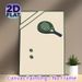 Padel Tennis Themed Painting Poster, Minimalist Flat Design Poster, Sleek Dark Green Racket And Balls Artwork, Suitable Wall Decor For Home Gym, Game_maomaolike.com