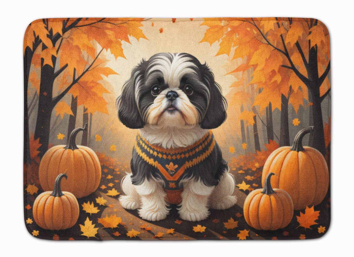 Shih Tzu Fall Memory Foam Kitchen Mat Machine Washable Anti-Fatigue Mat Cushion Comfort Bath Mat Or Kitchen Rug_maomaolike.com