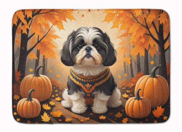 Shih Tzu Fall Memory Foam Kitchen Mat Machine Washable Anti-Fatigue Mat Cushion Comfort Bath Mat Or Kitchen Rug_maomaolike.com