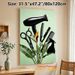 Hairdressing Tools & Bird Of Paradise Themed Painting Poster, Sleek Black Salon Supplies With Tropical Floral Poster, Stylish Artistic Decor Ideal For_maomaolike.com