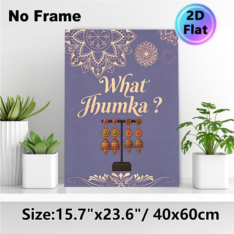 Indian Jhumka Themed Painting Poster, Vintage Ethnic Style Poster, Ornate Mandala & Traditional Jhumka Design, Infuses Cultural Charm, Ideal For_maomaolike.com