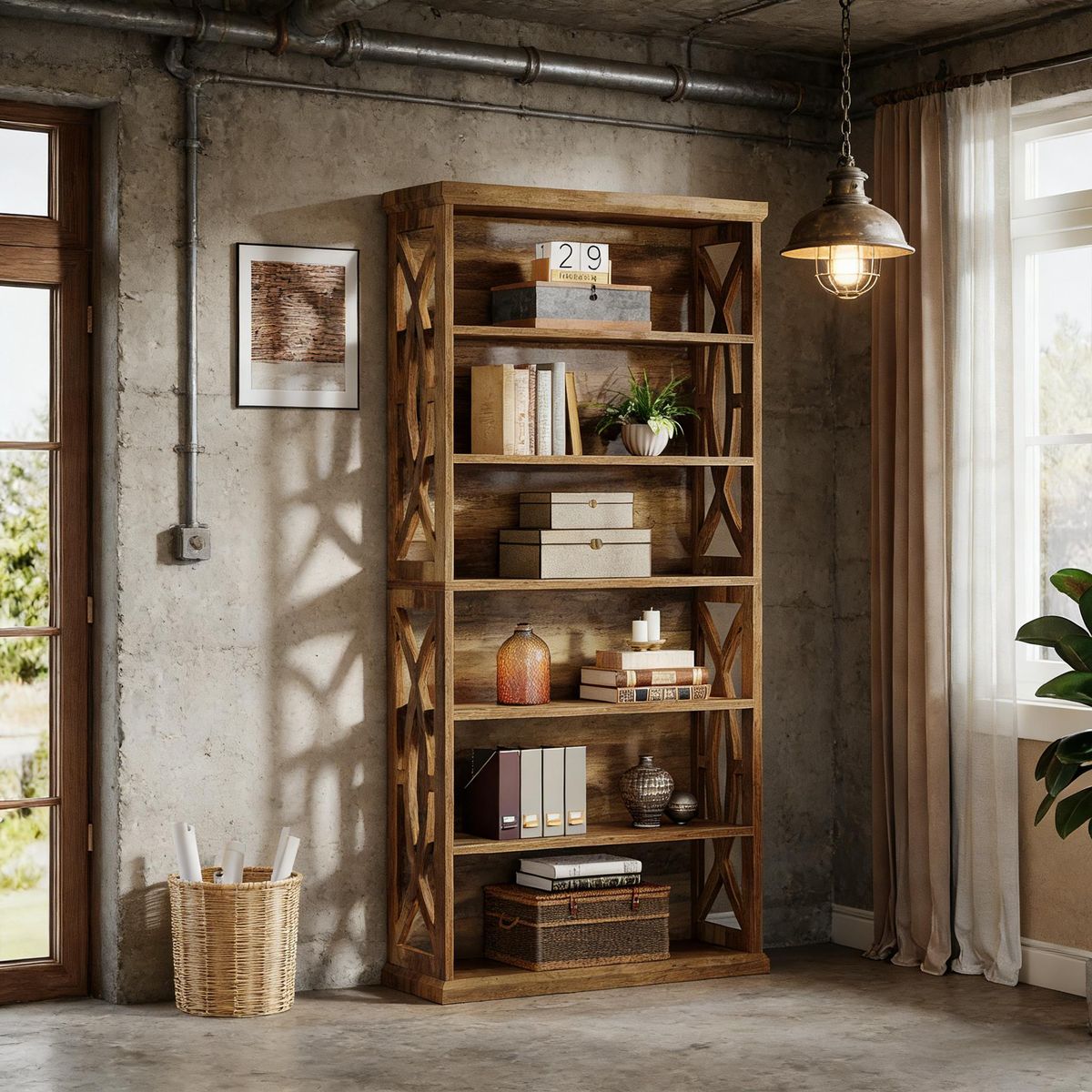 Wooden Bookshelf, 6-Tier Freestanding Bookcase Display Shelves_maomaolike.com