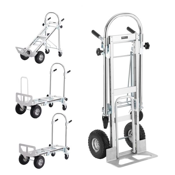 VEVOR Aluminum Folding Hand Truck, 4 In 1 Design 1000 Lbs Capacity, Heavy Duty Industrial Collapsible Cart, Dolly Cart With Rubber Wheels For Transport And Moving In Warehouse, Supermarket, Garden_maomaolike.com