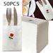 50pcs Rose Dinner Napkins, Disposable White Party Napkins With Built-in Cutlery Pocket, Linen Texture Napkins, 15.75x15.75 Inch, For Wedding Bridal Shower Restaurant Table Decoration Supplies_maomaolike.com