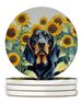 Black And Tan Coonhound In Sunflowers Large Sandstone Coasters Pack Of 4 Absorbent Round Coasters Decor Gifts For Men Or Women, 4 In, Multicolor_maomaolike.com