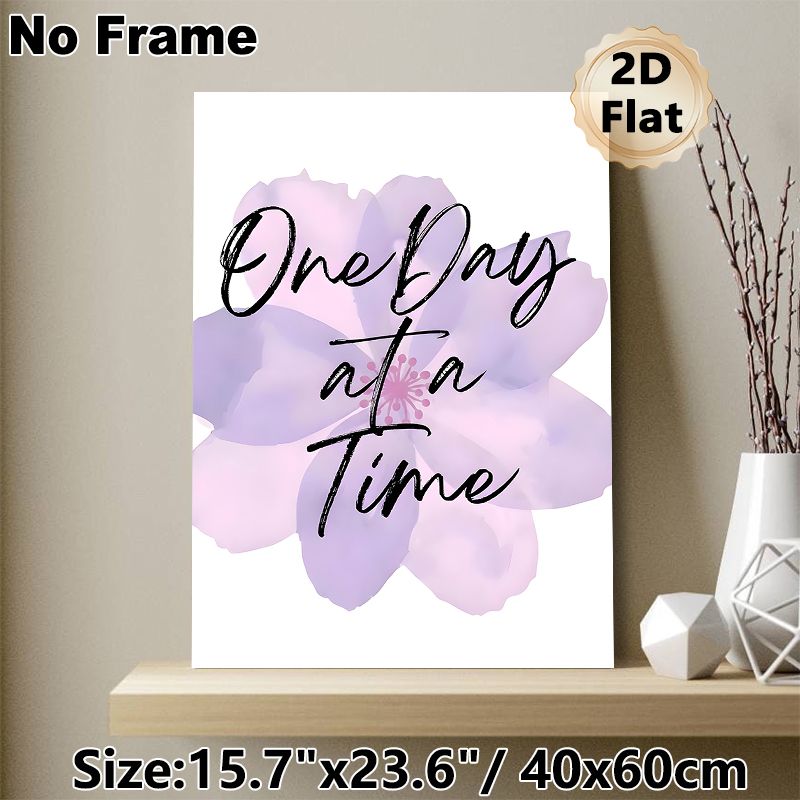 Inspirational Quote Floral Painting Poster, Soft Watercolor-style Light Purple Flower Poster, Warm Encouraging Decor For Bedroom, Living Room And_maomaolike.com