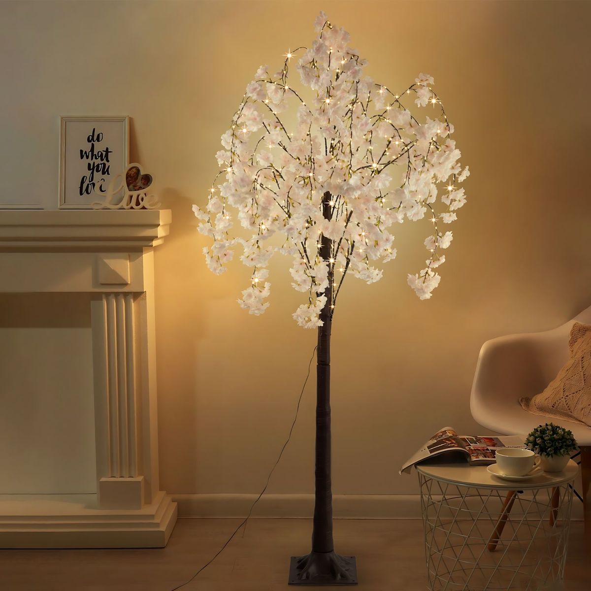 5.9ft Lighted Cherry Blossom Tree With LED Fairy Lights For Spring Wedding Party Indoor Outdoor Decor_maomaolike.com