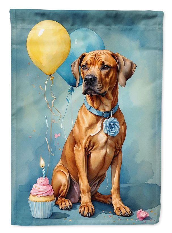 Rhodesian Ridgeback Happy Birthday House Flag Large Porch Sleeve Pole Decorative Outside Yard Banner Artwork Wall Hanging, Polyester, House Size, Multicolor_maomaolike.com