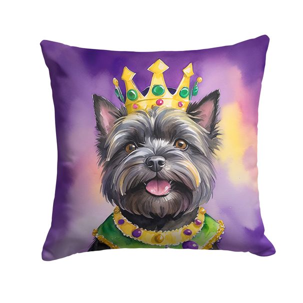Cairn Terrier King Of Mardi Gras Throw Pillow Machine Washable, Indoor Outdoor Decorative Pillow For Couch, Bed Or Patio, 14Hx14W_maomaolike.com