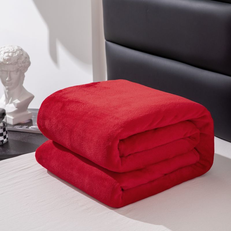 Wholesale Cross-Border Solid Color Plain French Terry Flannel Coral Fleece Yoga Blanket_maomaolike.com