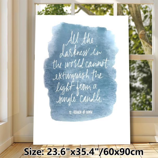 Inspirational Quote Painting Poster, Soft Blue Watercolor Style Poster, Uplifting Handwritten Motivational Quote, Brings Positive Ambiance, Suitable_maomaolike.com