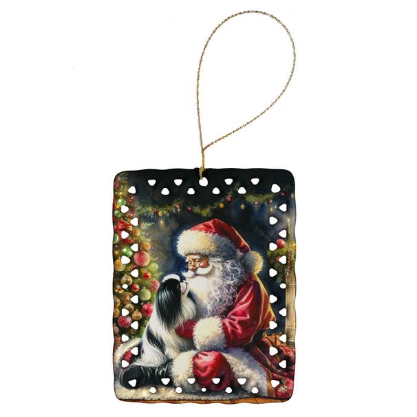Japanese Chin And Santa Claus Porcelain Ornament Christmas Tree Hanging Decorations For Home Christmas Holiday, Rectangle, Gift, Multicolor_maomaolike.com