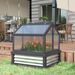 Raised Garden Flower Bed Kit With Greenhouse, Wooden Cold Frame Planter, 35.5" X 31.5" X 36", Gray_maomaolike.com