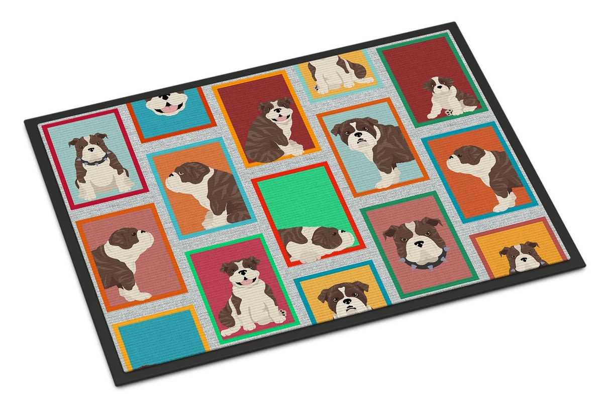 Lots Of Brindle English Bulldog Doormat Front Door Mat Indoor Outdoor Rugs For Entryway, Non Slip Washable Low Pile, 24H X 36W_maomaolike.com
