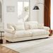 Large Size Modern Two-seater Sofa With Bolstered Armrests,Velvet 2-Seater Sofa With Waist Pillows And Throw Pillows , Suitable For Living Room , Loft, Working Spaces , Hallway And Bedroom,Cream_maomaolike.com