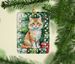 Skookum Cat By The Christmas Tree Porcelain Ornament Christmas Tree Hanging Decorations For Home Christmas Holiday, Rectangle, Gift, Multicolor_maomaolike.com