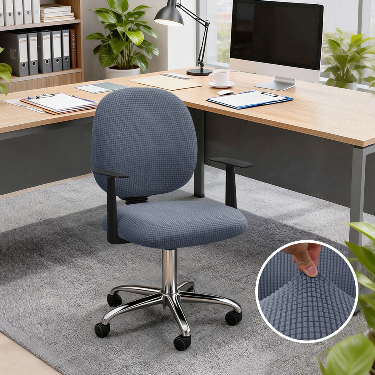 Cross-border Solid Color Elastic Fleece Split Dustproof Universal Corn Grain Knitted Office Chair Cover, Summer Dropshipping_maomaolike.com