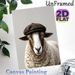 Stylish Sheep With Flat Cap Painting Poster, Realistic Gentle-looking Animal Poster, Unique Whimsical Design Ideal For Living Room, Bedroom Or_maomaolike.com