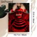 Samurai Themed Painting Poster, Vivid Dark-toned Red Armored Samurai Portrait Poster, Striking Cultural Artwork Ideal For Home Office, Living Room_maomaolike.com