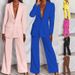 Women's fashion long sleeve suit straight trouser suit_maomaolike.com