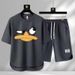 Men's Clothing 2024 Waffle Casual Summer Suit Men's Loose Teen Short sleeved T shirt Shorts Handsome Two piece Suit_maomaolike.com