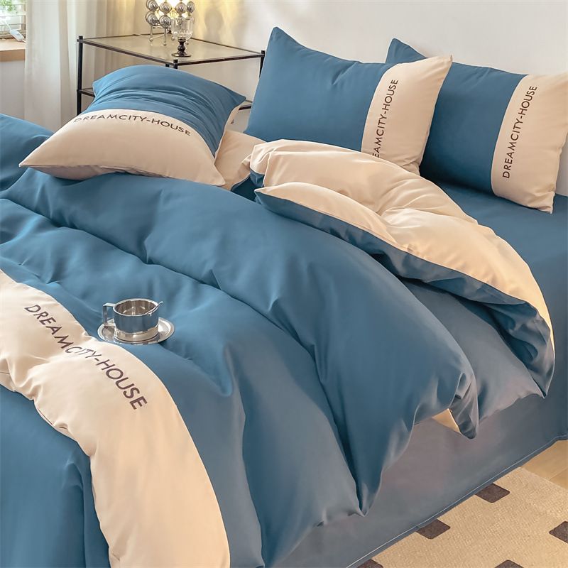 Manufacturer Supply New European Style Set Washed Cotton Light Luxury Simple Brushed Double-Piece Four-Piece Bed Sheet Wholesale_maomaolike.com