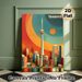 Toronto Cityscape Painting Poster, Retro Vibrant Color-blocked Urban Skyline Poster, Stylish Urban Wall Decor Suitable For Living Room, Office_maomaolike.com