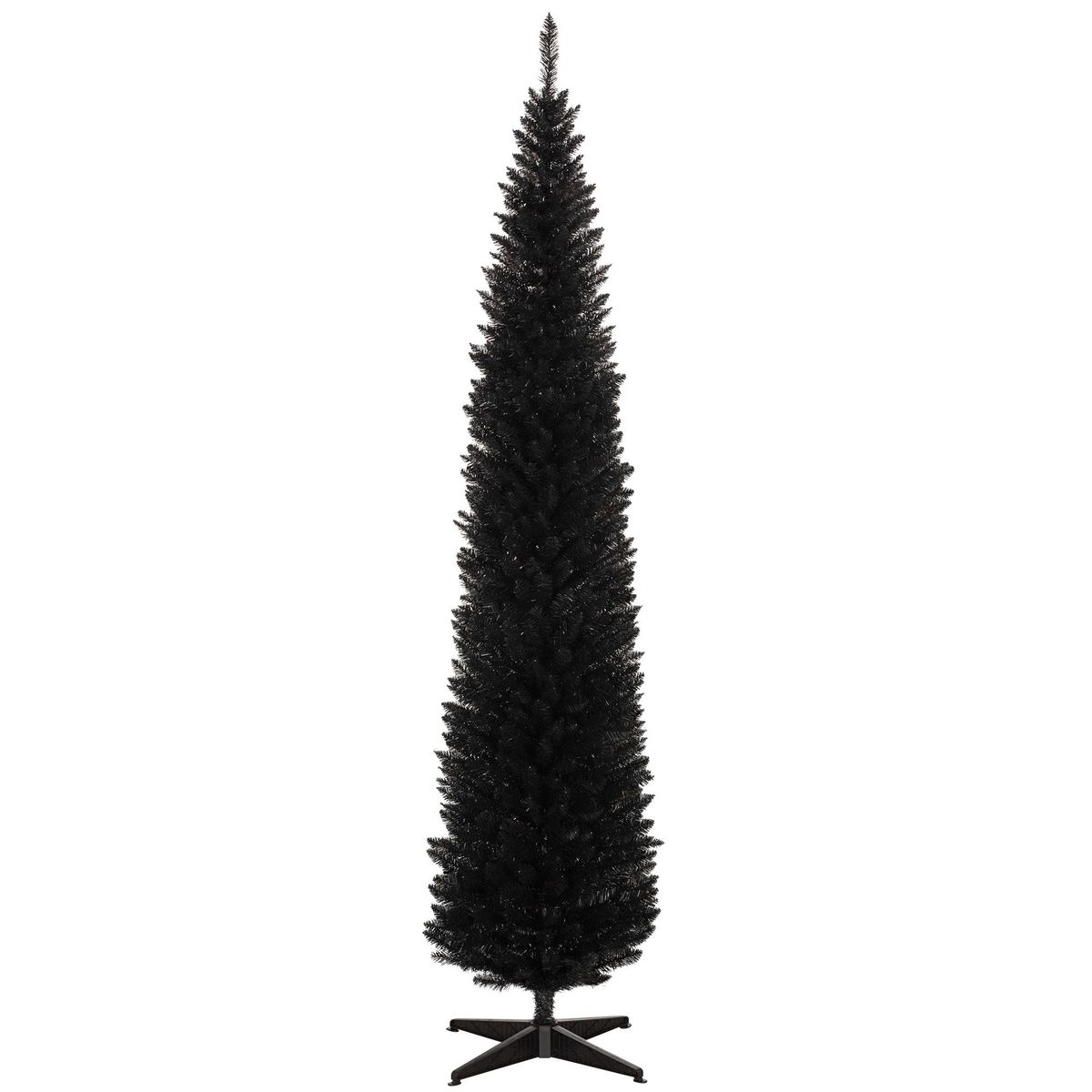 8' Artificial Pencil Christmas Tree, Slim Xmas Tree With 618 Realistic Branch Tips And Plastic Stand, Black_maomaolike.com