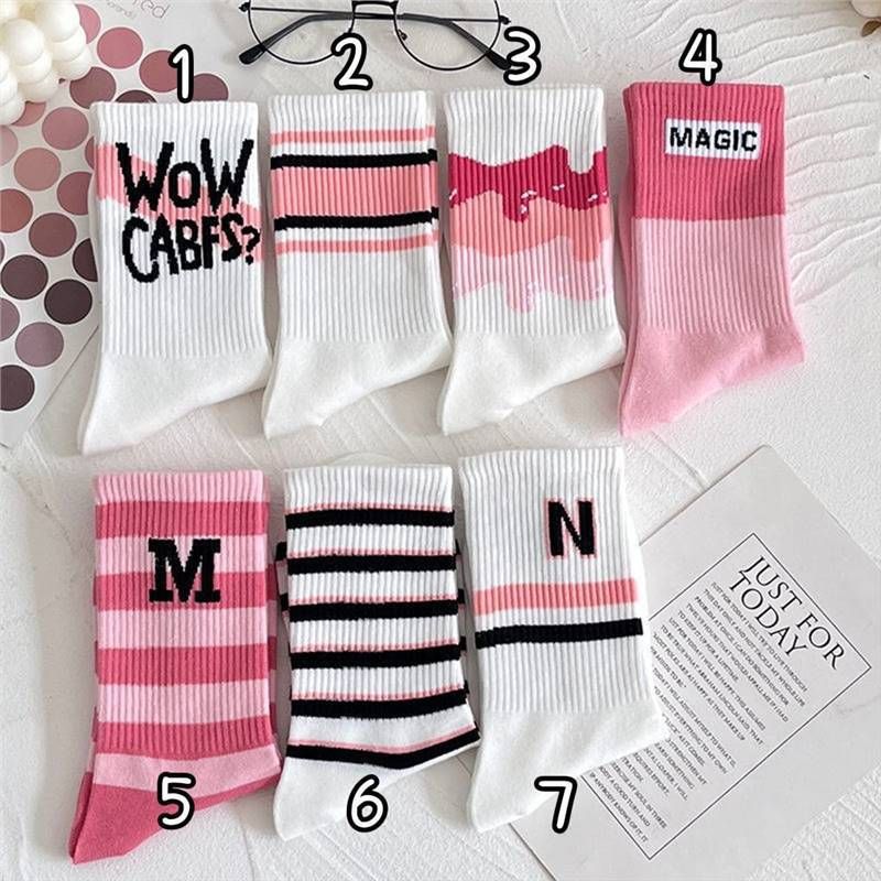 Unisex Socks female long tube ins tide high appearance level Sen department middle tube student white word mother and daughter grow socks female_maomaolike.com