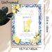 Limoncello Spritz Cocktail Painting Poster, Watercolor Style With Blue Tile Border & Fresh Lemon Elements Poster, Displays Drink Recipe, Ideal For_maomaolike.com