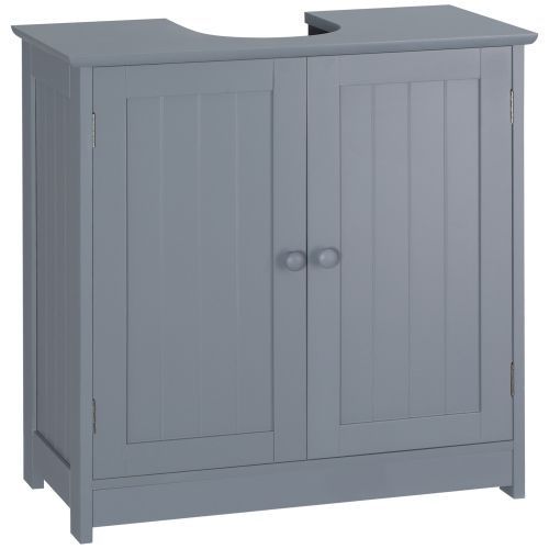 Under Sink Bathroom Cabinet With 2 Doors And Shelf, Pedestal Sink Bathroom Vanity Cabinet, Gray_maomaolike.com