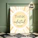 Sun & Inspirational Quote Painting Poster, Soft Watercolor Sunburst Design Poster, Uplifting "Think Celestial" Print Ideal For Living Room, Office_maomaolike.com