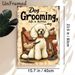 Dog Grooming Painting Poster, Vintage Retro Cute Poodle With Grooming Tools Poster, Charming Decorative Piece Ideal For Pet Grooming Salons, Home_maomaolike.com