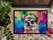 Pomeranian Hippie Dawg Doormat Front Door Mat Indoor Outdoor Rugs For Entryway, Non Slip Washable Low Pile, 24H X 36W_maomaolike.com