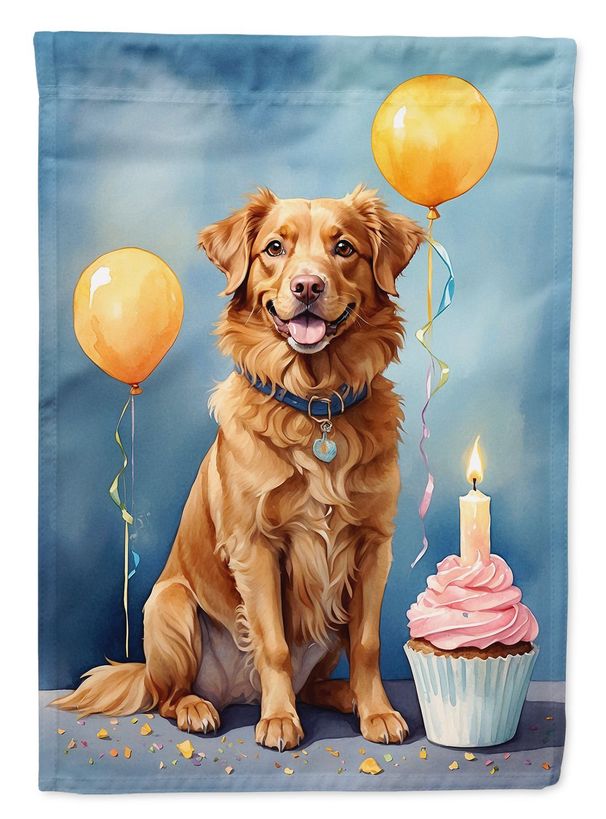 Nova Scotia Duck Tolling Retriever Happy Birthday Garden Flag Mailbox Flag Decorative Yard Flag Banner Outside Patio Artwork Yard Flower Beds, Garden Size, Multicolor_maomaolike.com
