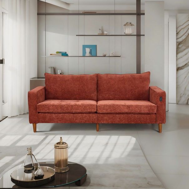 Corduroy, Modern Style Solid Color Sofa (Including USB Interface), Multi-Person Sofa, Suitable For Living Room And Office_maomaolike.com