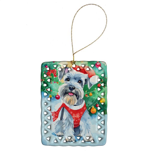 Schnauzer Christmas Porcelain Ornament Christmas Tree Hanging Decorations For Home Christmas Holiday, Rectangle, Gift, Multicolor_maomaolike.com