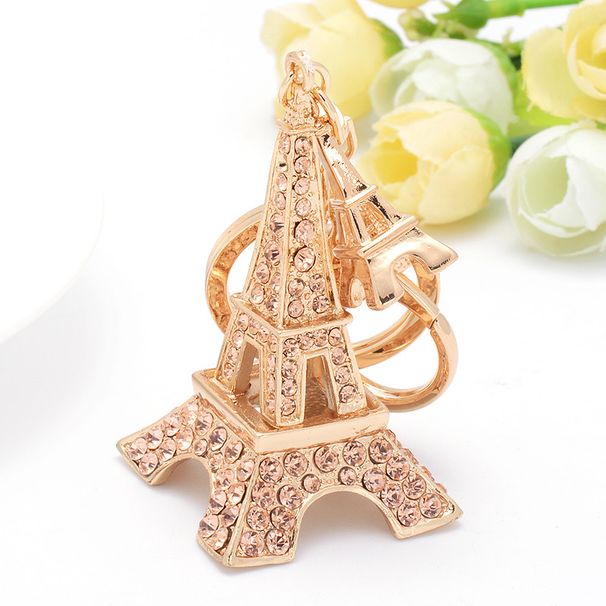 Unisex Paris Tower diamond alloy keychain girls decorative bag hanging decoration car pendant_maomaolike.com