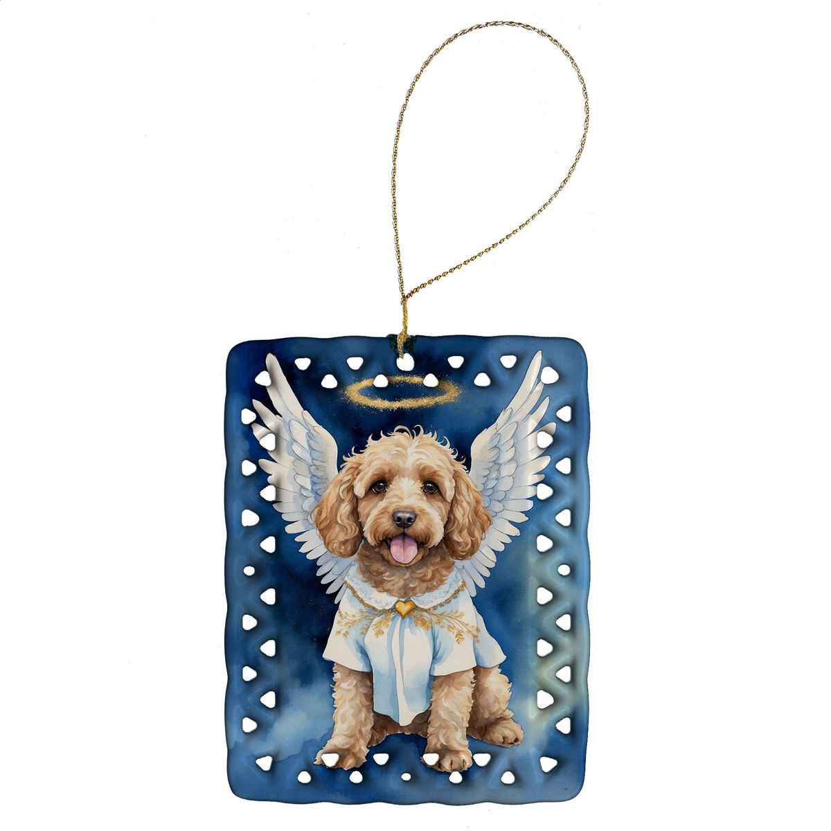 Cockapoo My Angel Porcelain Ornament Christmas Tree Hanging Decorations For Home Christmas Holiday, Rectangle, Gift, Multicolor_maomaolike.com