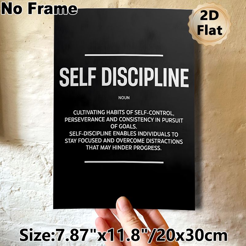 Self Discipline Themed Painting Poster, Sleek Black & White Typographic Poster, Motivational Decor To Enhance Focus, Suitable For Office, Study Space_maomaolike.com