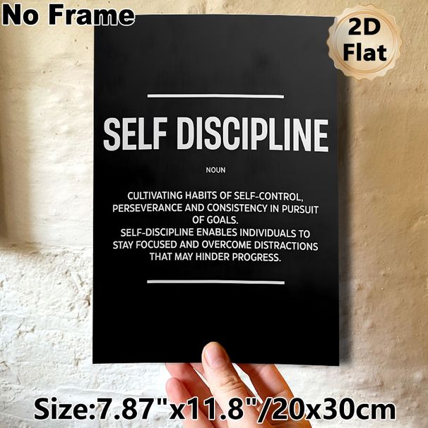 Self Discipline Themed Painting Poster, Sleek Black & White Typographic Poster, Motivational Decor To Enhance Focus, Suitable For Office, Study Space_maomaolike.com