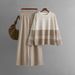 Women's Clothing striped knitted two piece round neck sweater loose casual fashion suit_maomaolike.com