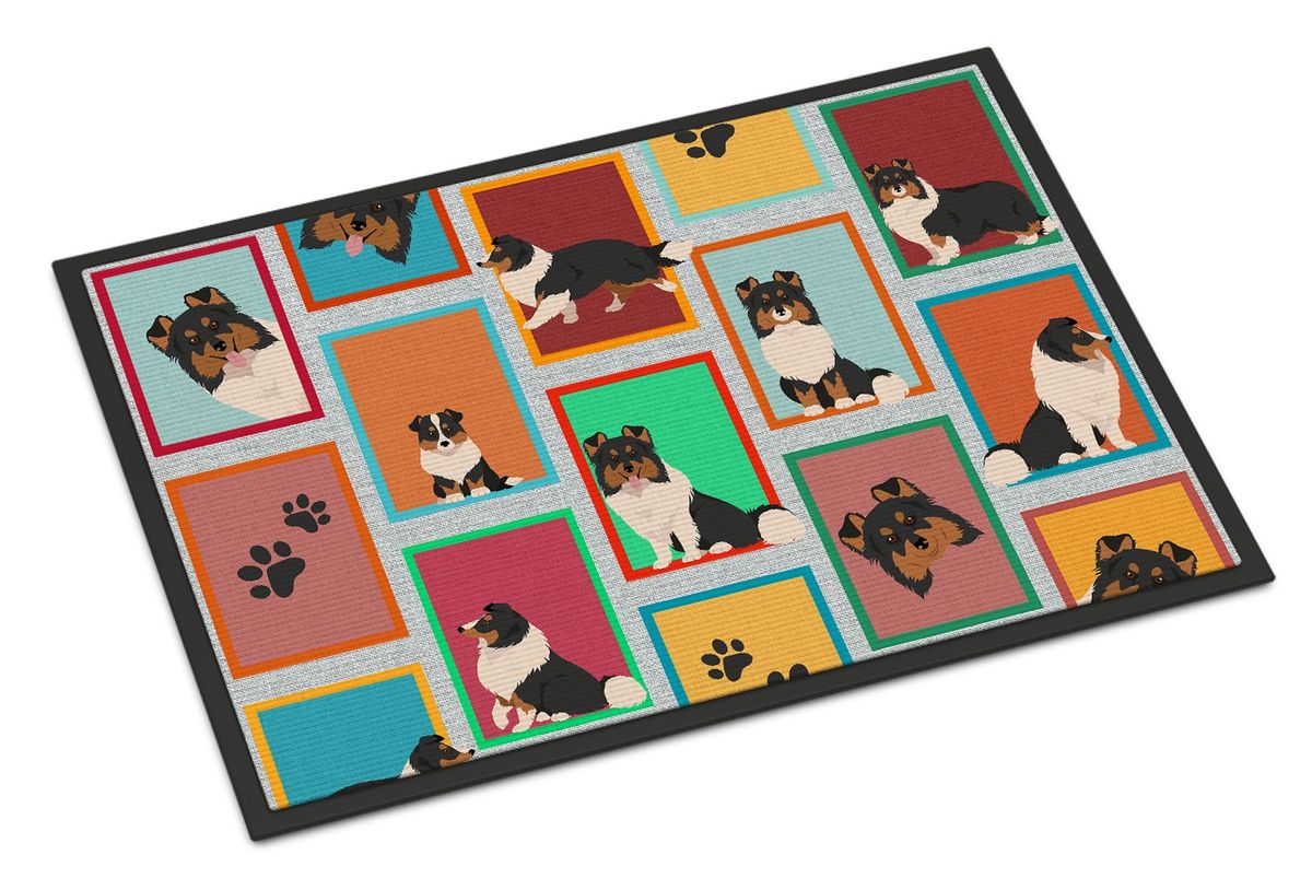 Lots Of Tricolor Sheltie Doormat Front Door Mat Indoor Outdoor Rugs For Entryway, Non Slip Washable Low Pile, 24H X 36W_maomaolike.com