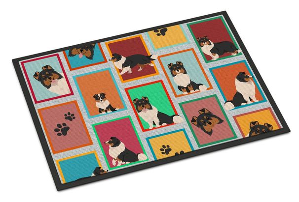 Lots Of Tricolor Sheltie Doormat Front Door Mat Indoor Outdoor Rugs For Entryway, Non Slip Washable Low Pile, 24H X 36W_maomaolike.com
