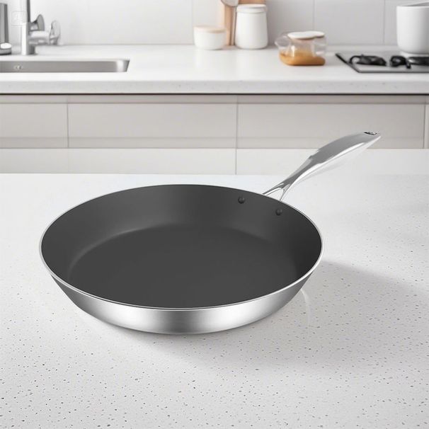 SOGA Stainless Steel Fry Pan 28cm Frying Pan Induction FryPan Non Stick Interior_maomaolike.com