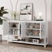 Elegant Retro Console Table/Storage Cabinet/Sideboard With Mirrored Doors,Spacious Shelves,and Durable Acacia Wood Legs - Perfect For Living Room,Dining Room,or Entryway_maomaolike.com
